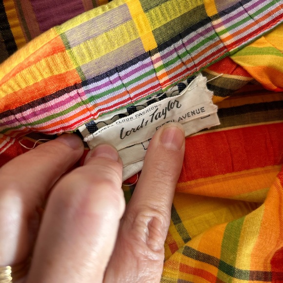 VINTAGE seer sucker maxi skirt Lord & Taylor Fifth Avenue plaid size 8 - Picture 8 of 13